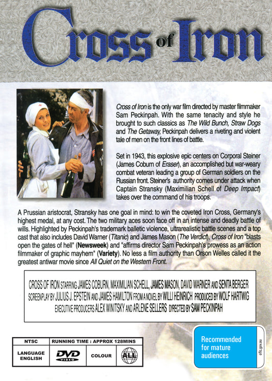 Buy Online Cross of Iron (1977) - DVD - James Coburn, Maximilian Schell, James Mason | Best Shop for Old classic and hard to find movies on DVD - Timeless Classic DVD