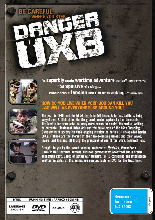 Buy Online Danger UXB (1979) - DVD - Anthony Andrews, Maurice Roëves | Best Shop for Old classic and hard to find movies on DVD - Timeless Classic DVD