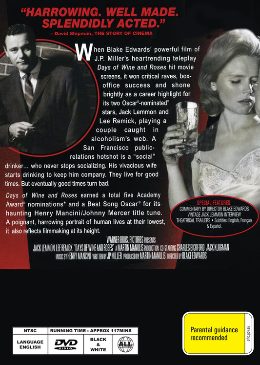 Buy Online Days of Wine and Roses (1962) - DVD - Jack Lemmon, Lee Remick | Best Shop for Old classic and hard to find movies on DVD - Timeless Classic DVD