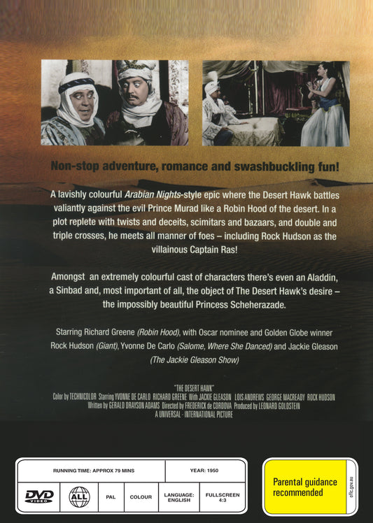 Buy Online The Desert Hawk (1950) - DVD - Yvonne De Carlo, Richard Greene, Rock Hudson | Best Shop for Old classic and hard to find movies on DVD - Timeless Classic DVD