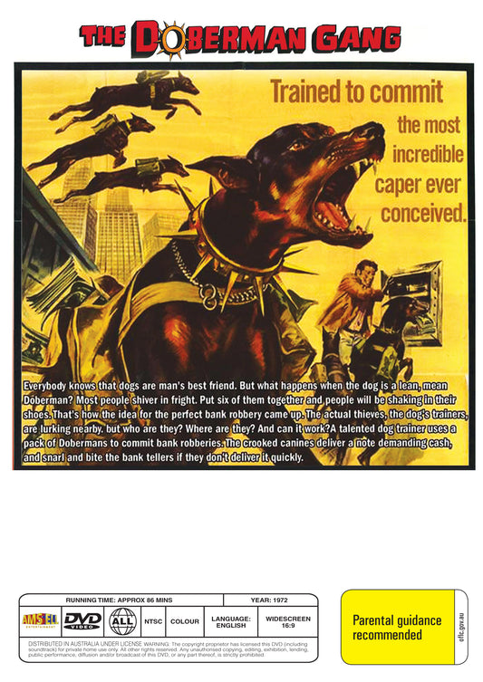 Buy Online The Doberman Gang (1972) - DVD - Byron Mabe, Hal Reed, Julie Parrish | Best Shop for Old classic and hard to find movies on DVD - Timeless Classic DVD