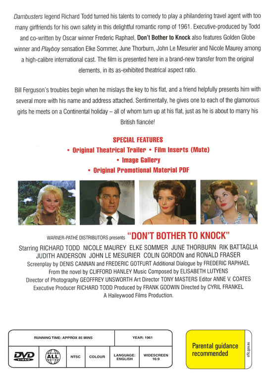 Buy Online Don't Bother to Knock (1961) - DVD - Richard Todd, Nicole Maurey | Best Shop for Old classic and hard to find movies on DVD - Timeless Classic DVD
