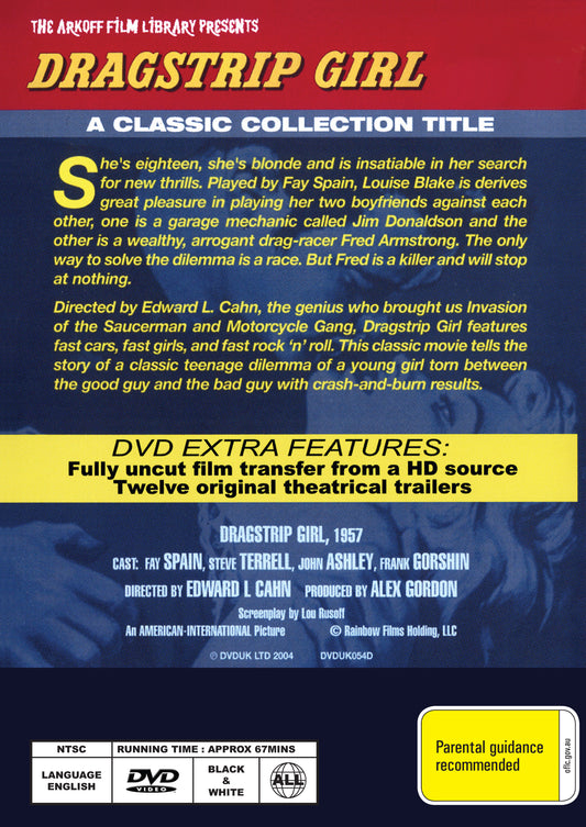 Buy Online Dragstrip Girl (1957) - DVD - Fay Spain, Steven Terrell | Best Shop for Old classic and hard to find movies on DVD - Timeless Classic DVD