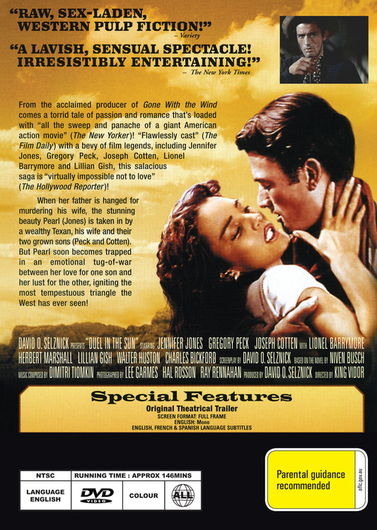 Buy Online Duel in the Sun (1946) - DVD - Joseph Cotten, Gregory Peck | Best Shop for Old classic and hard to find movies on DVD - Timeless Classic DVD