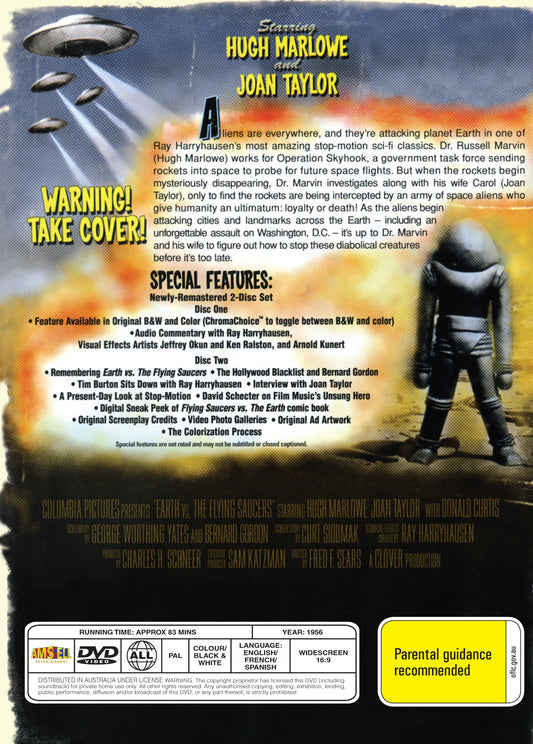Buy Online Earth vs. the Flying Saucers (1956) - DVD - Hugh Marlowe, Joan Taylor | Best Shop for Old classic and hard to find movies on DVD - Timeless Classic DVD