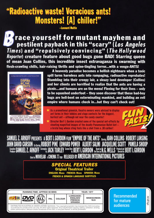 Buy Online Empire of the Ants (1977) - DVD - Joan Collins, Robert Lansing | Best Shop for Old classic and hard to find movies on DVD - Timeless Classic DVD
