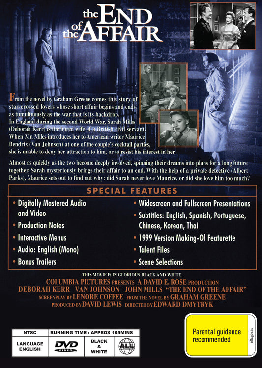 Buy Online The End of the Affair (1955) - DVD - Deborah Kerr, Van Johnson | Best Shop for Old classic and hard to find movies on DVD - Timeless Classic DVD
