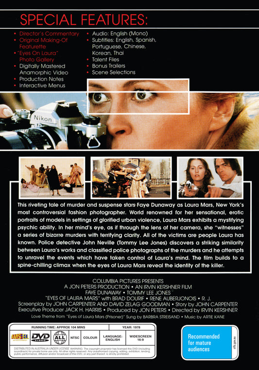 Buy Online Eyes of Laura Mars (1978) - DVD - Faye Dunaway, Tommy Lee Jones | Best Shop for Old classic and hard to find movies on DVD - Timeless Classic DVD