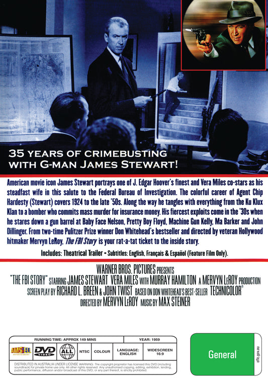 Buy Online The FBI Story (1959) - DVD - James Stewart, Vera Miles | Best Shop for Old classic and hard to find movies on DVD - Timeless Classic DVD
