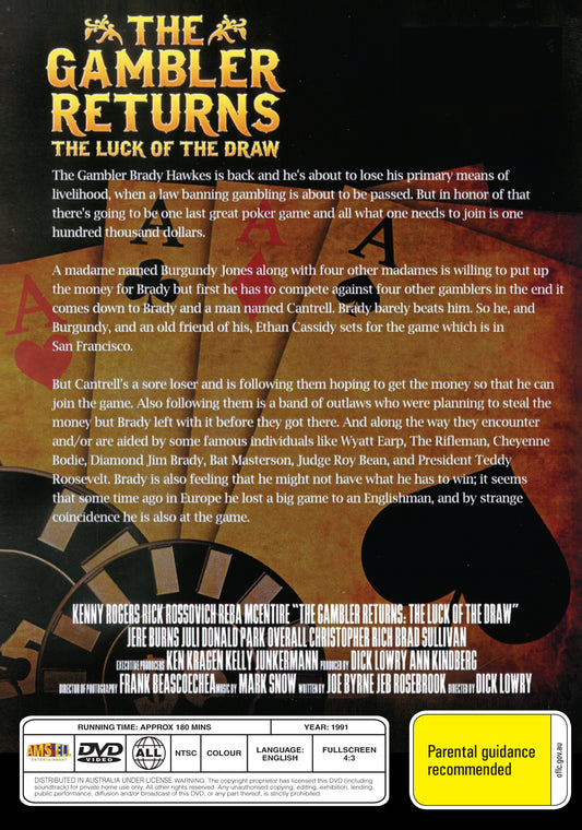Buy Online The Gambler Returns: The Luck of the Draw (1991) - DVD - Kenny Rogers, Rick Rossovich | Best Shop for Old classic and hard to find movies on DVD - Timeless Classic DVD
