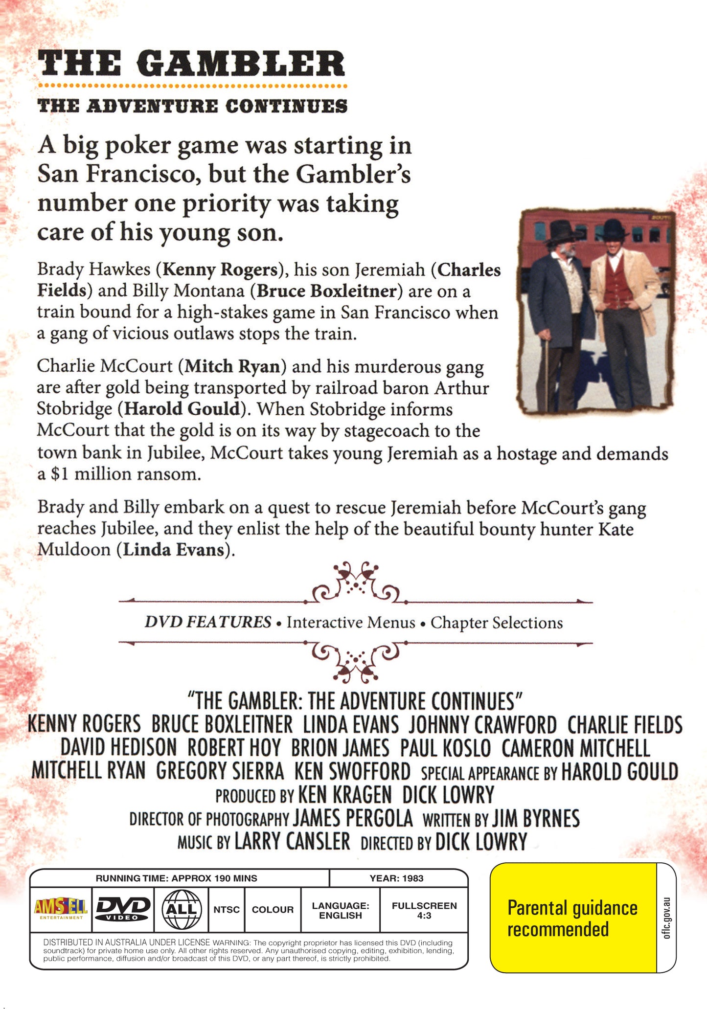 Buy Online The Gambler: The Adventure Continues (1983) - DVD - Kenny Rogers, Linda Evans | Best Shop for Old classic and hard to find movies on DVD - Timeless Classic DVD