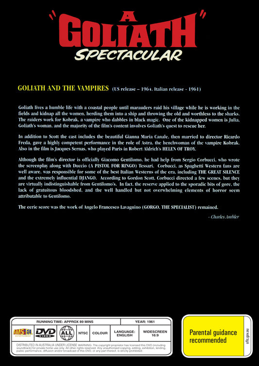 Buy Online Goliath and the Vampires (1961) - DVD - Gordon Scott, Leonora Ruffo | Best Shop for Old classic and hard to find movies on DVD - Timeless Classic DVD