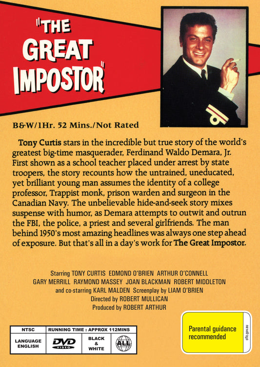 Buy Online The Great Impostor (1960) - DVD - Tony Curtis, Karl Malden | Best Shop for Old classic and hard to find movies on DVD - Timeless Classic DVD