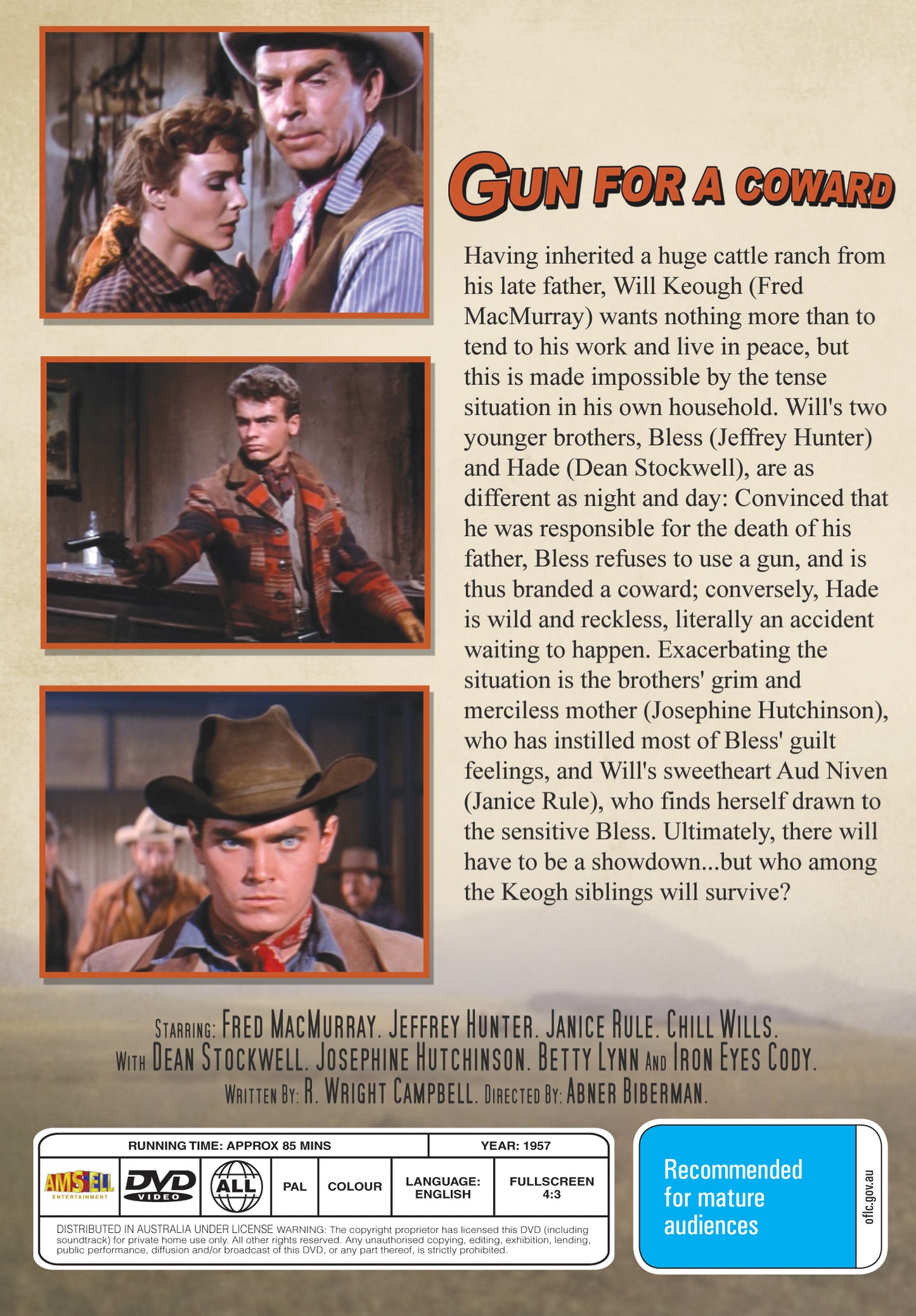 Buy Online Gun for a Coward (1956) - DVD - Fred MacMurray, Jeffrey Hunter | Best Shop for Old classic and hard to find movies on DVD - Timeless Classic DVD
