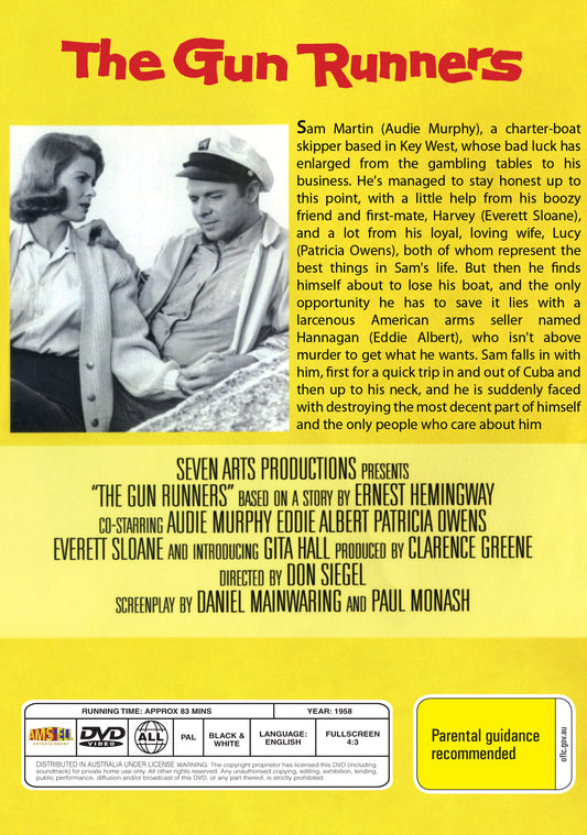 Buy Online The Gun Runners (1958) - DVD - Audie Murphy, Eddie Albert | Best Shop for Old classic and hard to find movies on DVD - Timeless Classic DVD