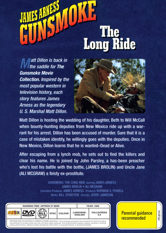 Buy Online Gunsmoke: The Long Ride (1993) - DVD - James Arness, James Brolin | Best Shop for Old classic and hard to find movies on DVD - Timeless Classic DVD