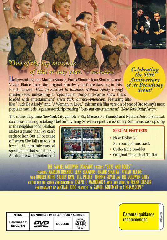 Buy Online Guys and Dolls (1955) - DVD - Marlon Brando, Jean Simmons | Best Shop for Old classic and hard to find movies on DVD - Timeless Classic DVD