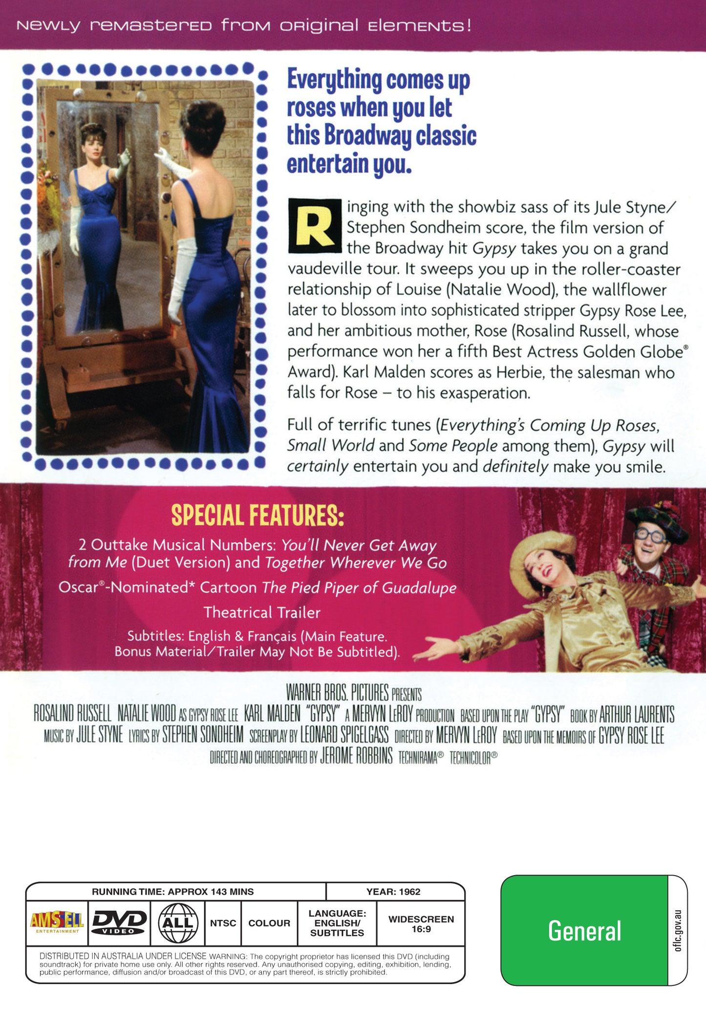 Buy Online Gypsy (1962) - DVD - Rosalind Russell, Natalie Wood | Best Shop for Old classic and hard to find movies on DVD - Timeless Classic DVD