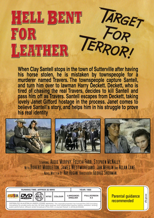 Buy Online Hell Bent for Leather (1960) - DVD - Audie Murphy, Felicia Farr | Best Shop for Old classic and hard to find movies on DVD - Timeless Classic DVD