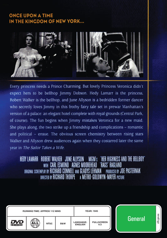 Buy Online Her Highness and the Bellboy (1945) - DVD - Hedy Lamarr, Robert Walker | Best Shop for Old classic and hard to find movies on DVD - Timeless Classic DVD