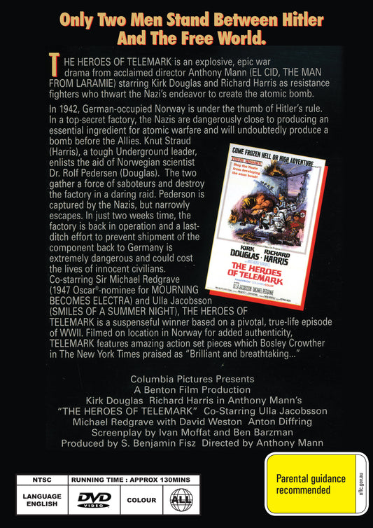 Buy Online The Heroes of Telemark (1965) - DVD - Kirk Douglas, Richard Harris | Best Shop for Old classic and hard to find movies on DVD - Timeless Classic DVD