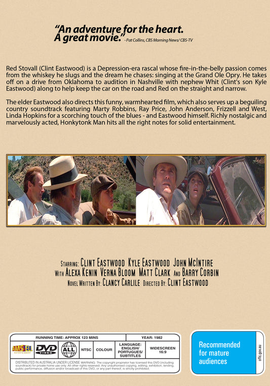 Buy Online Honkytonk Man (1982)  - DVD - Clint Eastwood, Kyle Eastwood | Best Shop for Old classic and hard to find movies on DVD - Timeless Classic DVD