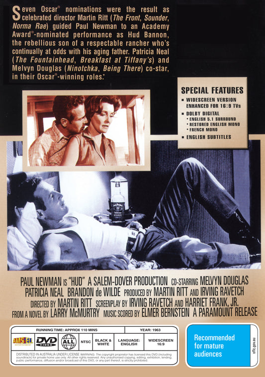 Buy Online Hud (1963) - DVD - Paul Newman, Melvyn Douglas | Best Shop for Old classic and hard to find movies on DVD - Timeless Classic DVD