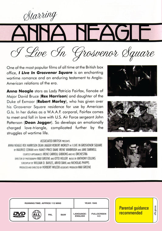 Buy Online I Live in Grosvenor Square (1945) - DVD - Anna Neagle, Rex Harrison | Best Shop for Old classic and hard to find movies on DVD - Timeless Classic DVD