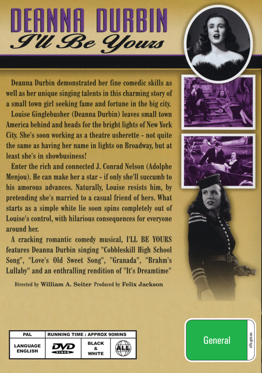 Buy Online I'll Be Yours (1947) - DVD - Deanna Durbin, Tom Drake | Best Shop for Old classic and hard to find movies on DVD - Timeless Classic DVD