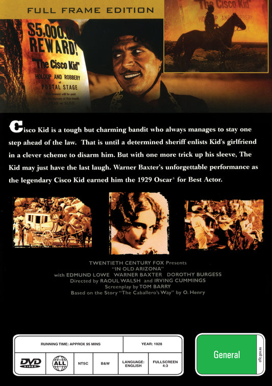 Buy Online In Old Arizona (1928) - DVD - Edmund Lowe, Warner Baxter | Best Shop for Old classic and hard to find movies on DVD - Timeless Classic DVD