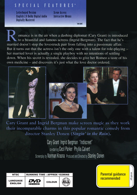 Buy Online Indiscreet (1958) - DVD - Cary Grant, Ingrid Bergman | Best Shop for Old classic and hard to find movies on DVD - Timeless Classic DVD