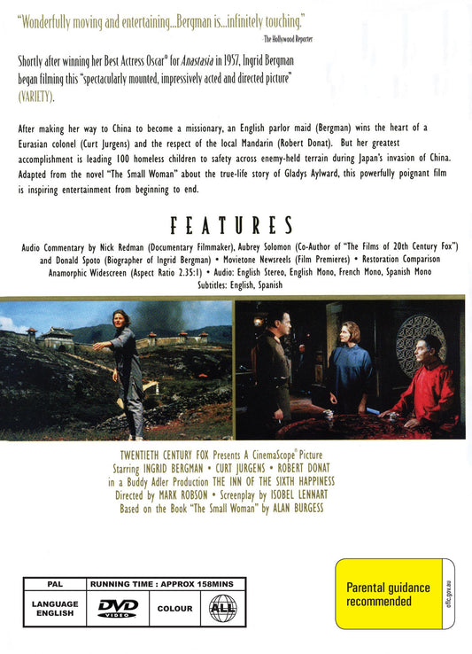 Buy Online The Inn of the Sixth Happiness (1958) - DVD - Ingrid Bergman, Robert Donat | Best Shop for Old classic and hard to find movies on DVD - Timeless Classic DVD