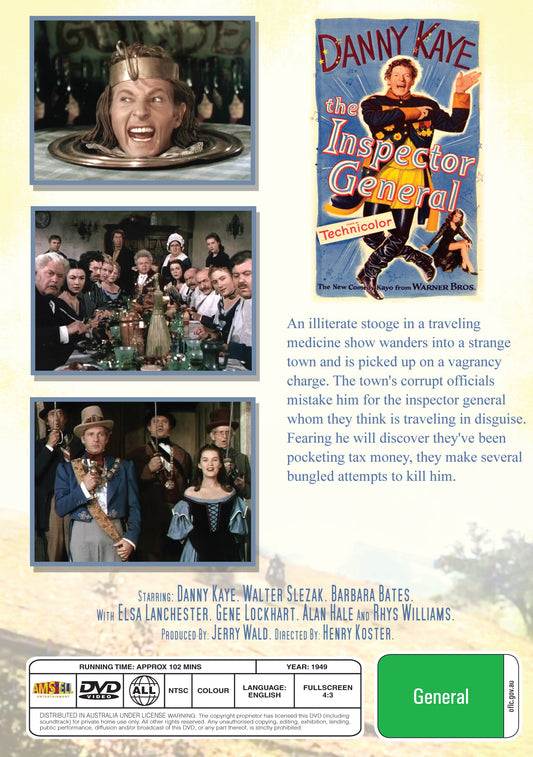Buy Online The Inspector General (1949) - DVD - Danny Kaye, Barbara Bates | Best Shop for Old classic and hard to find movies on DVD - Timeless Classic DVD