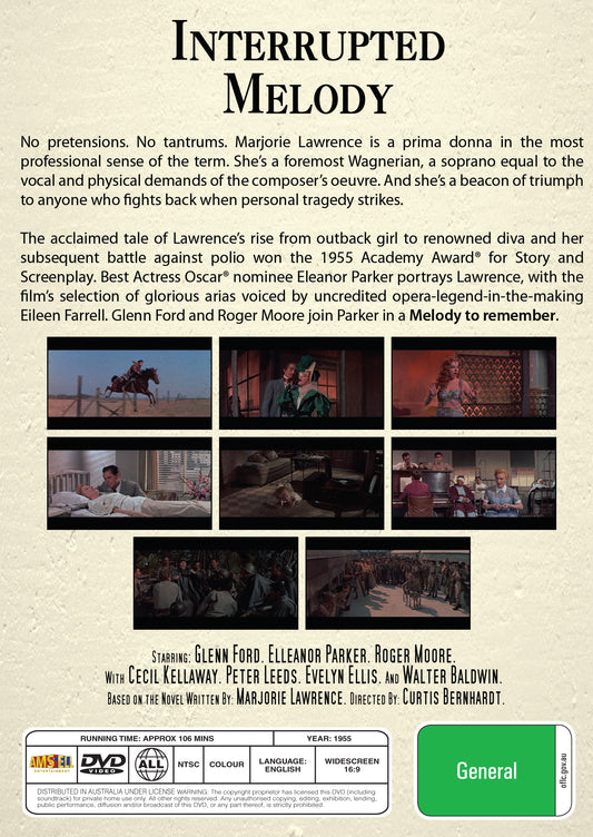 Buy Online Interrupted Melody (1955) - DVD - Glenn Ford, Eleanor Parker | Best Shop for Old classic and hard to find movies on DVD - Timeless Classic DVD