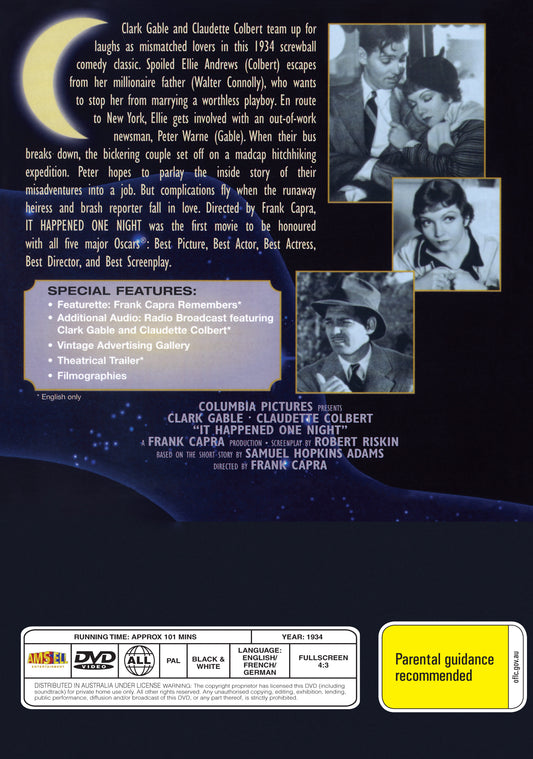 Buy Online It Happened One Night (1934)- DVD - Clark Gable, Claudette Colbert | Best Shop for Old classic and hard to find movies on DVD - Timeless Classic DVD
