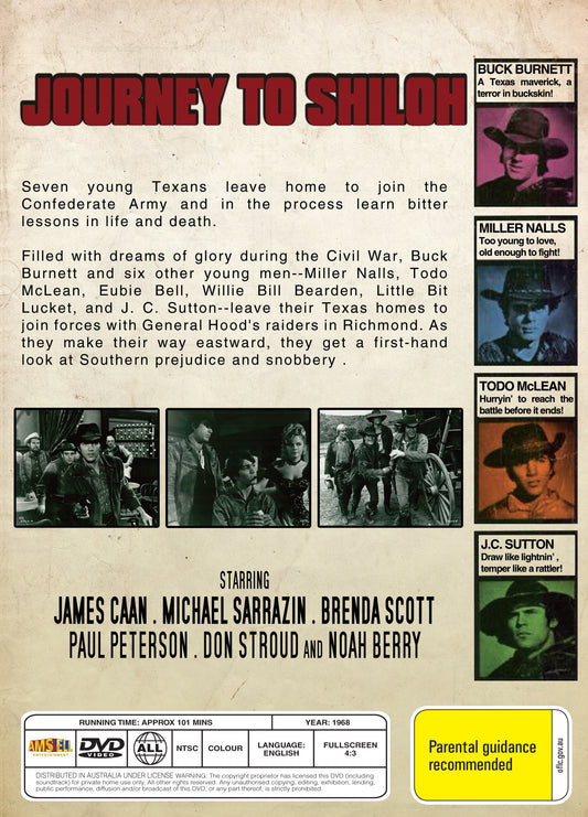 Buy Online Journey to Shiloh (1968) - DVD - James Caan, Michael Sarrazin | Best Shop for Old classic and hard to find movies on DVD - Timeless Classic DVD