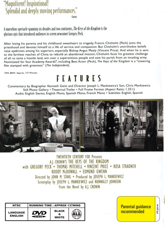 Buy Online The Keys of the Kingdom (1944) - DVD - Gregory Peck, Thomas Mitchell | Best Shop for Old classic and hard to find movies on DVD - Timeless Classic DVD