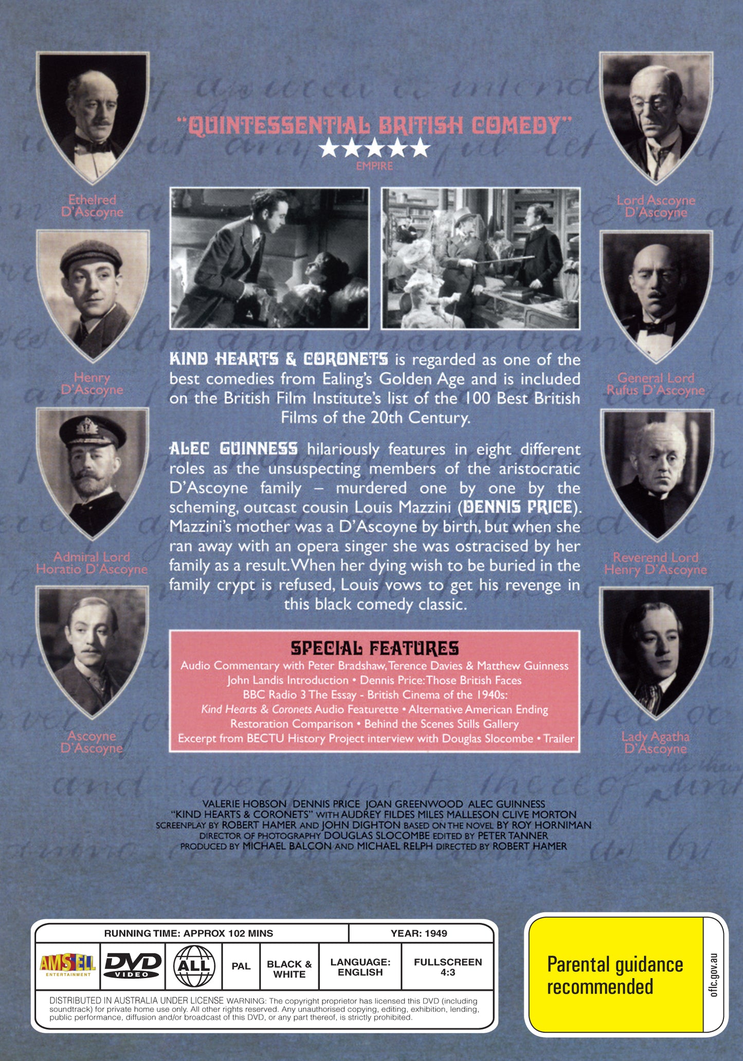 Buy Online Kind Hearts and Coronets (1949) - DVD - Dennis Price, Alec Guinness | Best Shop for Old classic and hard to find movies on DVD - Timeless Classic DVD