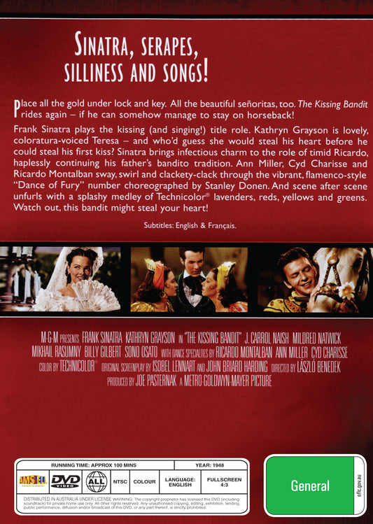 Buy Online The Kissing Bandit (1948) - DVD - Frank Sinatra, Kathryn Grayson | Best Shop for Old classic and hard to find movies on DVD - Timeless Classic DVD