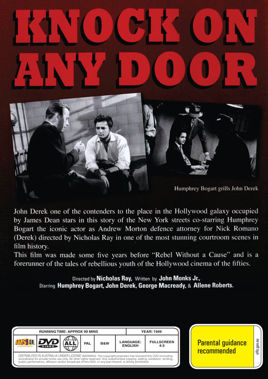 Buy Online Knock on Any Door - DVD - Humphrey Bogart, John Derek | Best Shop for Old classic and hard to find movies on DVD - Timeless Classic DVD