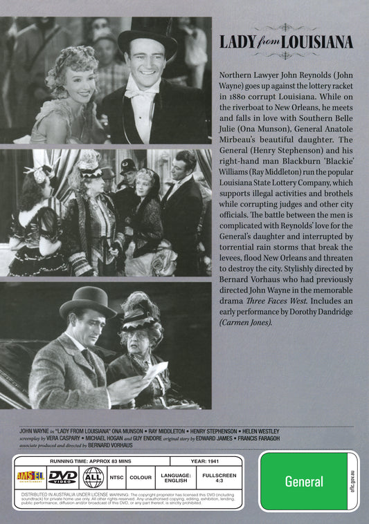 Buy Online Lady from Louisiana (1941) - DVD -  John Wayne, Ona Munson | Best Shop for Old classic and hard to find movies on DVD - Timeless Classic DVD