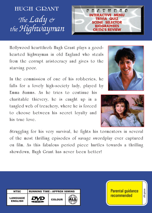 Buy Online The Lady and the Highwayman (1988) - 2002 - DVD - Emma Samms, Hugh Grant | Best Shop for Old classic and hard to find movies on DVD - Timeless Classic DVD