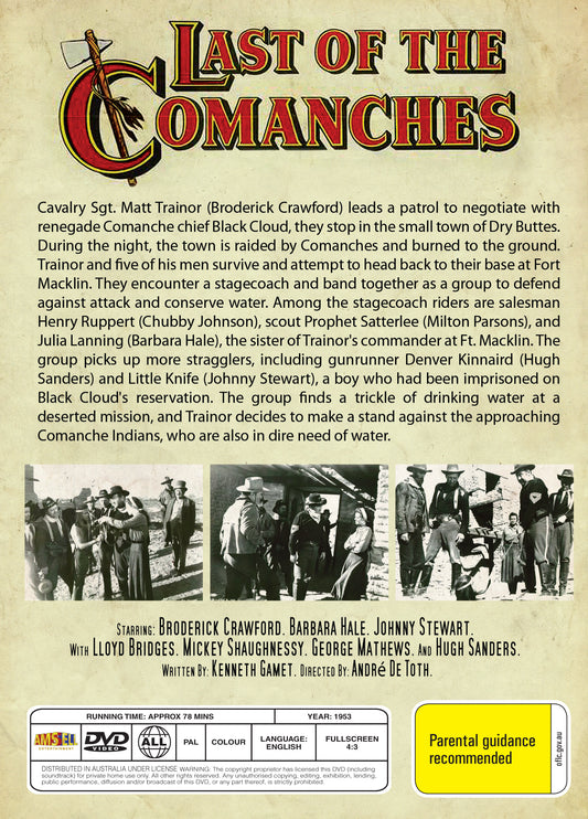 Buy Online Last of the Comanches (1953) - DVD - Broderick Crawford, Barbara Hale | Best Shop for Old classic and hard to find movies on DVD - Timeless Classic DVD