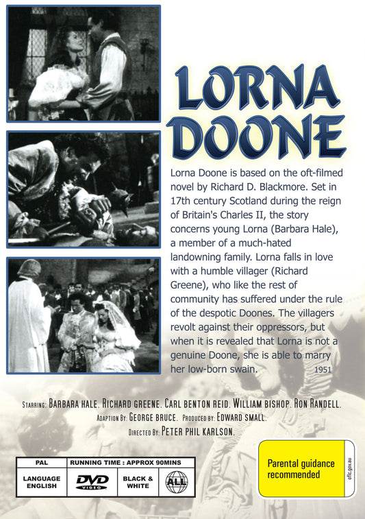 Buy Online Lorna Doone (1951) - DVD - Barbara Hale, Richard Greene | Best Shop for Old classic and hard to find movies on DVD - Timeless Classic DVD