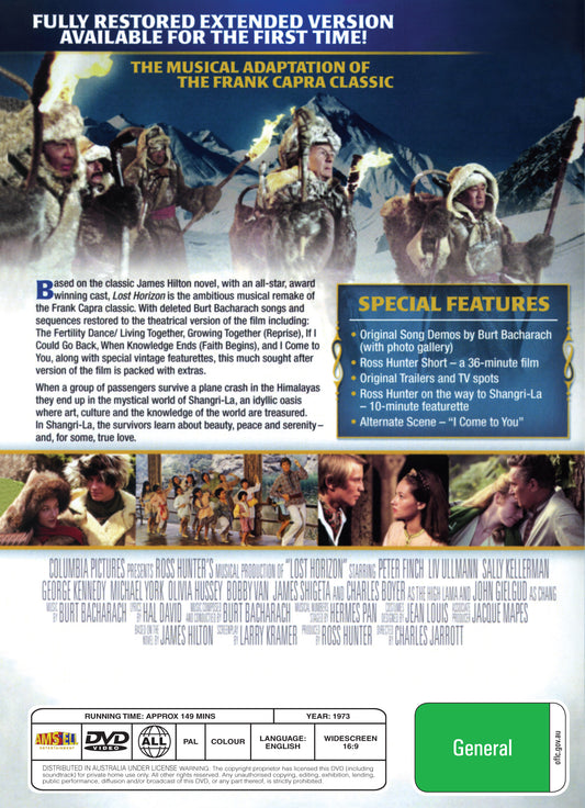 Buy Online Lost Horizon (1973) - DVD - Peter Finch, Liv Ullmann | Best Shop for Old classic and hard to find movies on DVD - Timeless Classic DVD