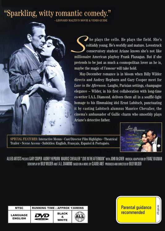 Buy Online Love in the Afternoon (1957) - DVD - Gary Cooper, Audrey Hepburn | Best Shop for Old classic and hard to find movies on DVD - Timeless Classic DVD