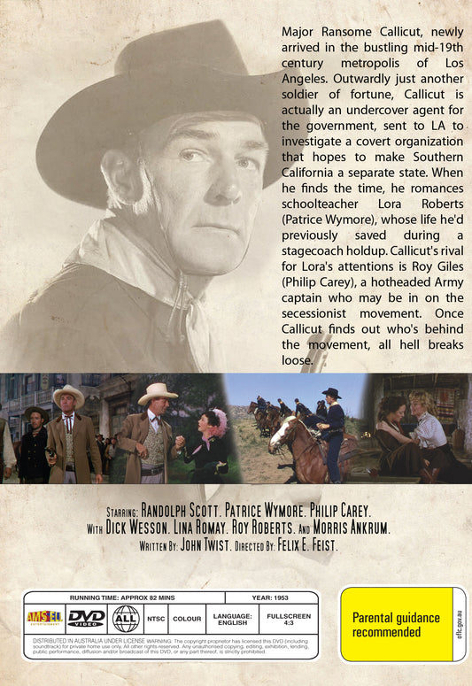 Buy Online The Man Behind the Gun (1953) - DVD - Randolph Scott, Patrice Wymore | Best Shop for Old classic and hard to find movies on DVD - Timeless Classic DVD
