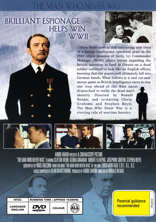 Buy Online The Man Who Never Was (1956) - DVD - Clifton Webb, Gloria Grahame | Best Shop for Old classic and hard to find movies on DVD - Timeless Classic DVD