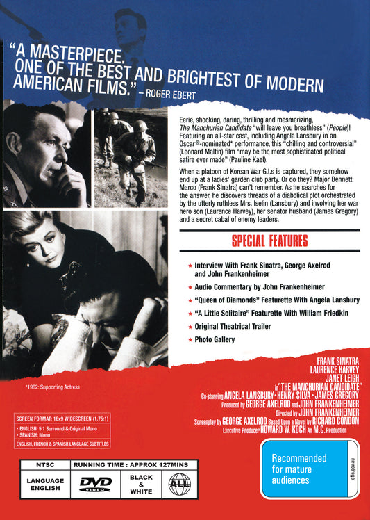 Buy Online The Manchurian Candidate (1962) - DVD - Frank Sinatra, Laurence Harvey | Best Shop for Old classic and hard to find movies on DVD - Timeless Classic DVD