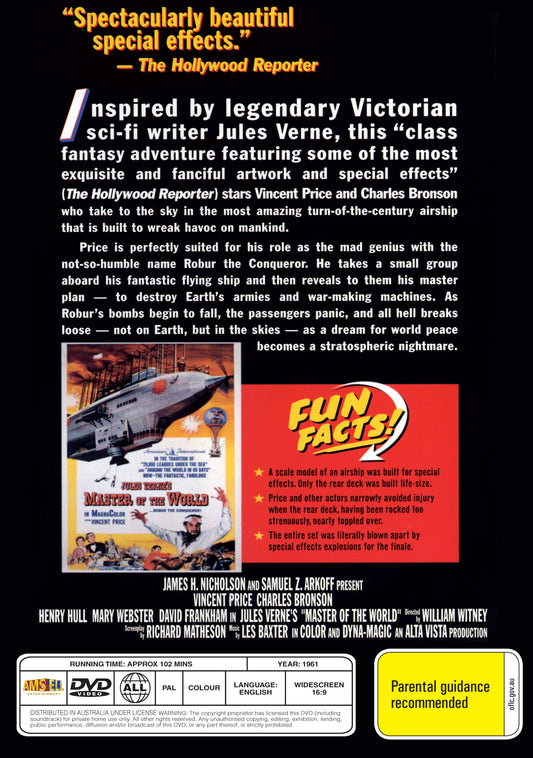 Buy Online Master of the World (1961) - DVD - Vincent Price, Charles Bronson | Best Shop for Old classic and hard to find movies on DVD - Timeless Classic DVD